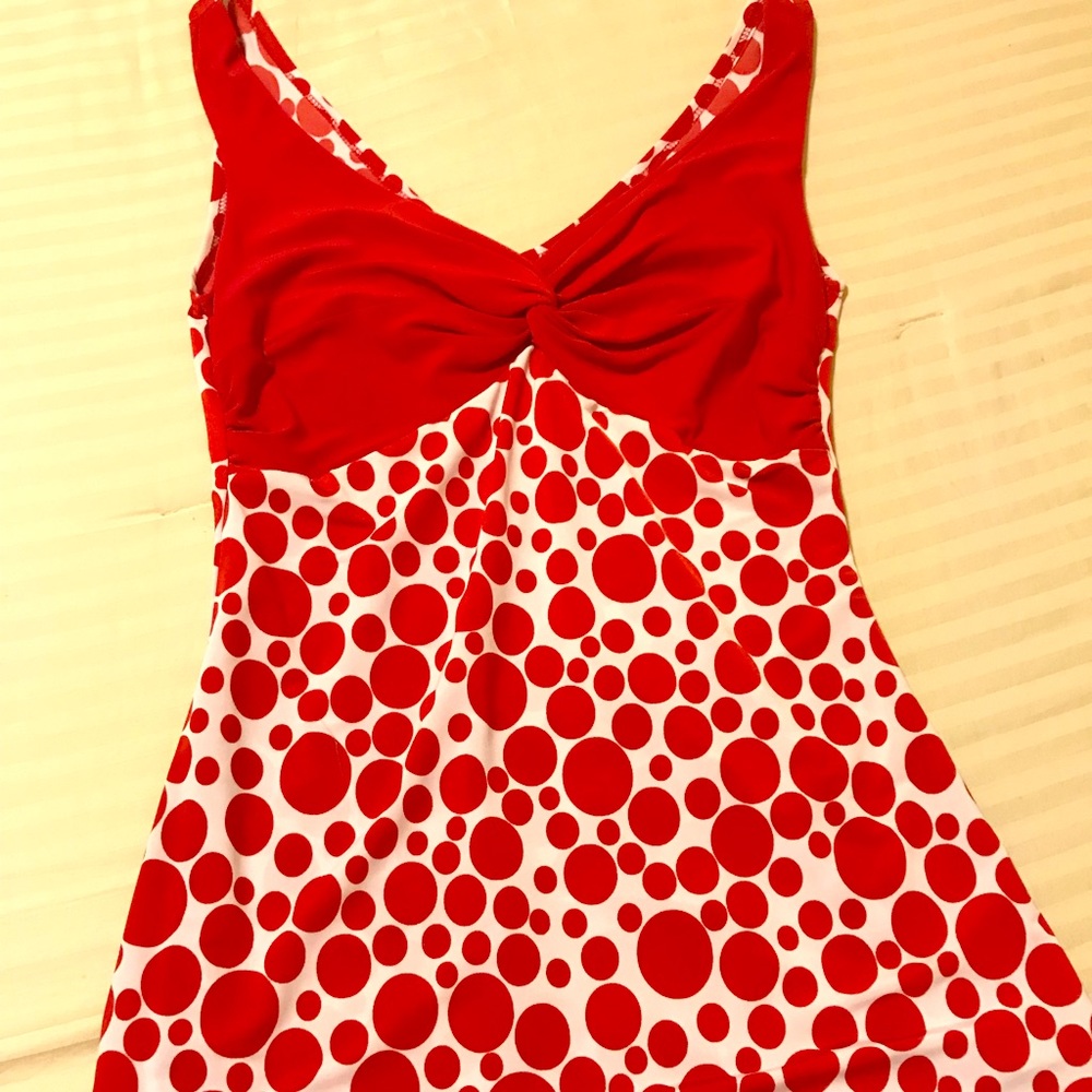 Red polka dot tank